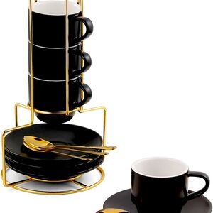 Elegant Black and Gold Dinnerware Set